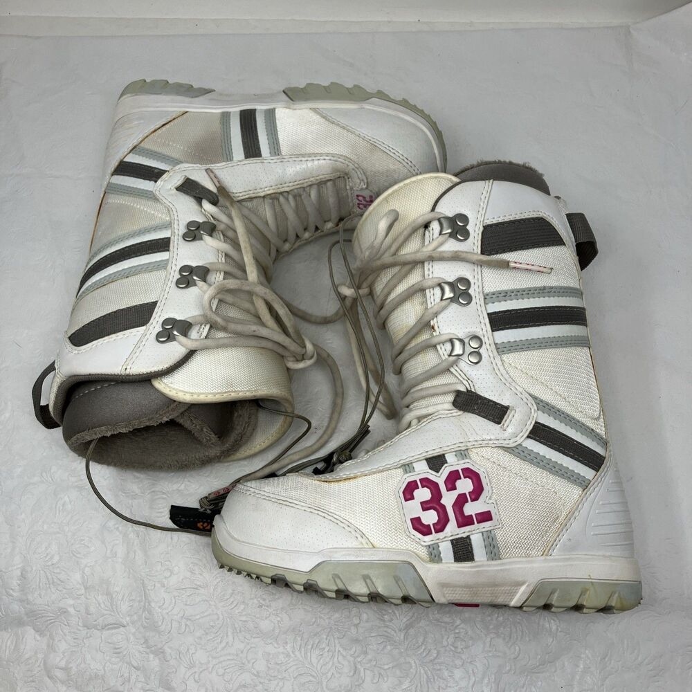 ThirtyTwo 32 Exus Snowboard Boots White Pink Lace Up Womens Size 6